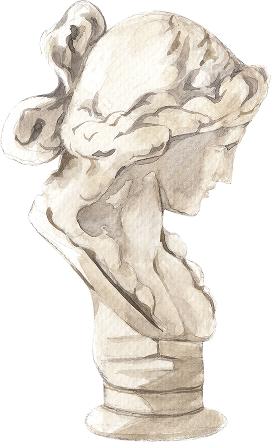Artemis bust watercolor illustration